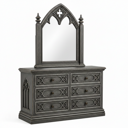 Cathedral Reverie™ Gothic Hand-Carved Solid Wood Mirror Frame