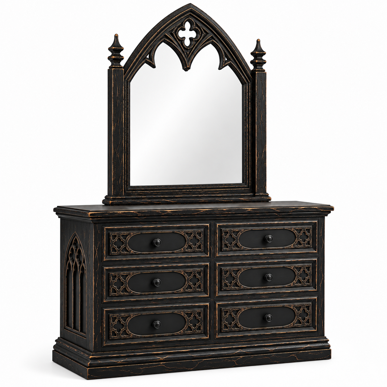 Cathedral Reverie™ Gothic Hand-Carved Solid Wood Mirror Frame