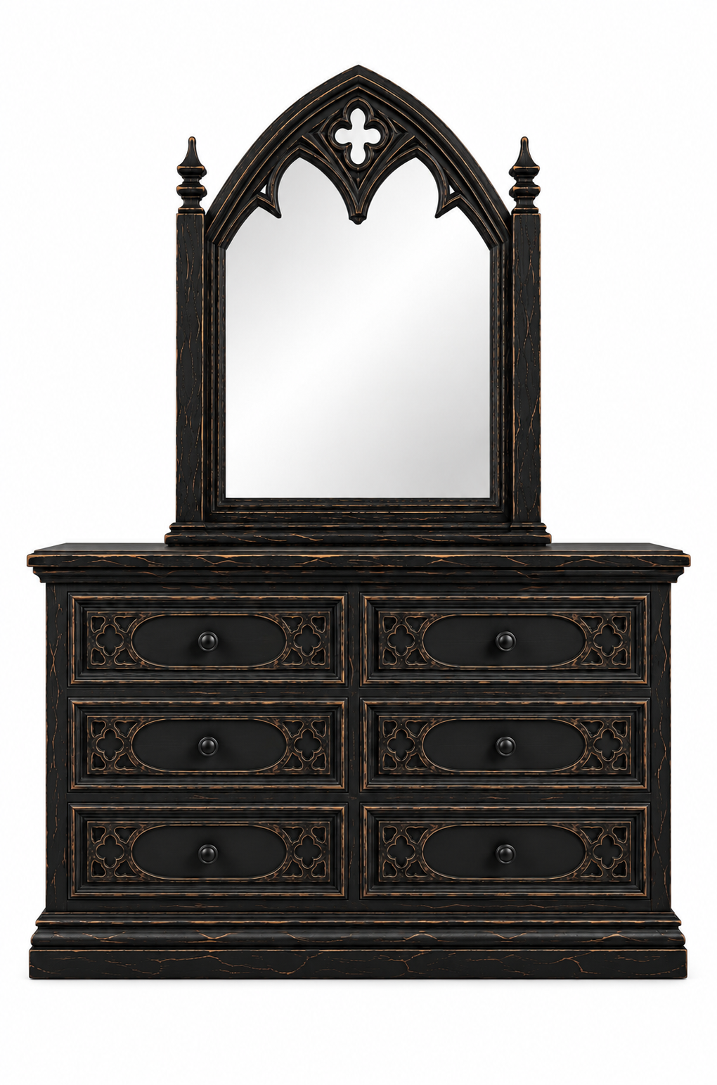 Cathedral Reverie™ Gothic Hand-Carved Solid Wood Mirror Frame