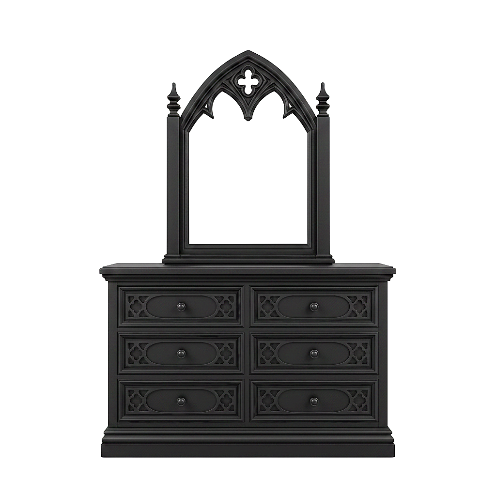 Cathedral Reverie™ Gothic Hand-Carved Solid Wood Mirror Frame