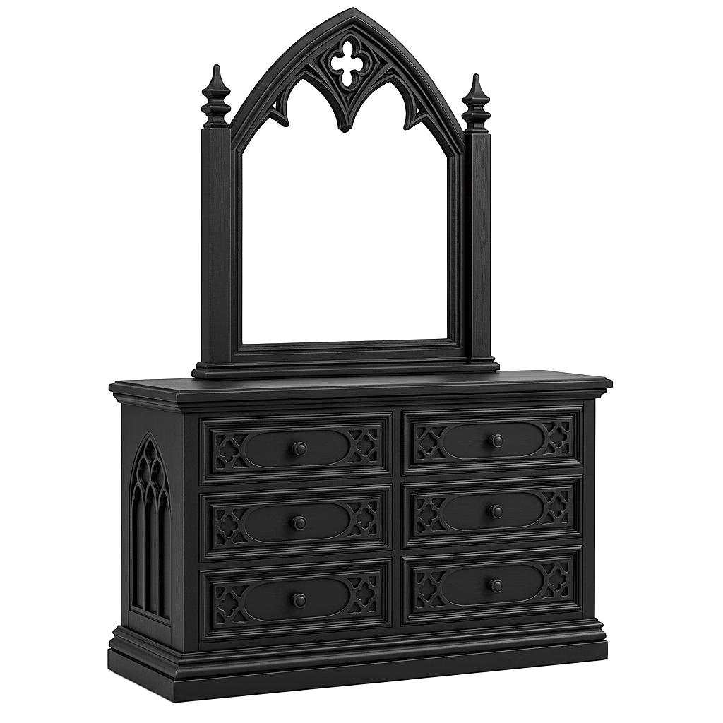 Cathedral Reverie™ Gothic Hand-Carved Solid Wood Mirror Frame