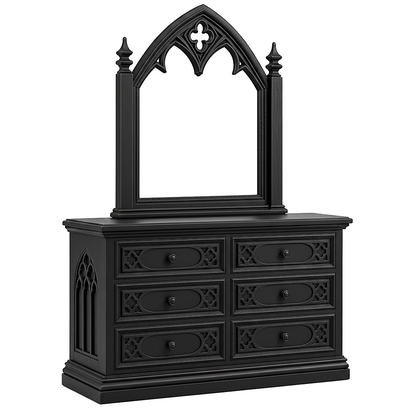 Cathedral Reverie™ Gothic Hand-Carved Solid Wood Mirror Frame