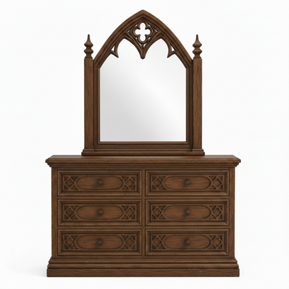 Cathedral Reverie™ Gothic Hand-Carved Solid Wood Mirror Frame