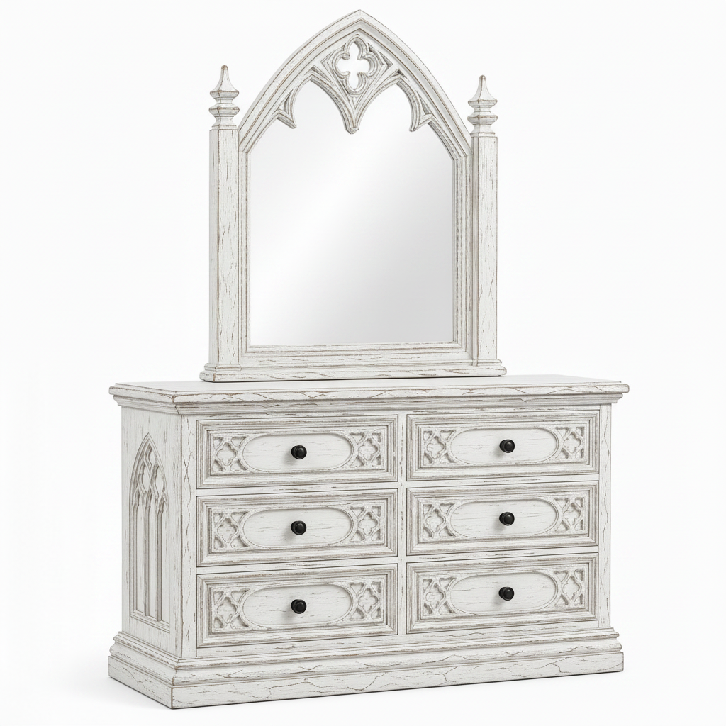 Cathedral Reverie™ Gothic Hand-Carved Solid Wood Mirror Frame