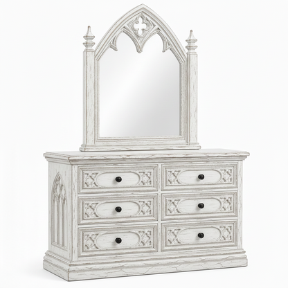 Cathedral Reverie™ Gothic Hand-Carved Solid Wood Mirror Frame