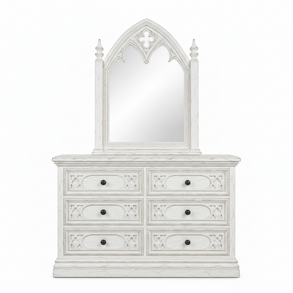 Cathedral Reverie™ Gothic Hand-Carved Solid Wood Mirror Frame