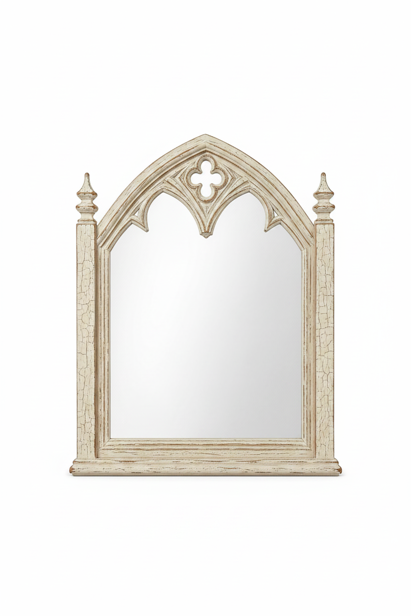 Cathedral Reverie™ Gothic Hand-Carved Solid Wood Mirror Frame