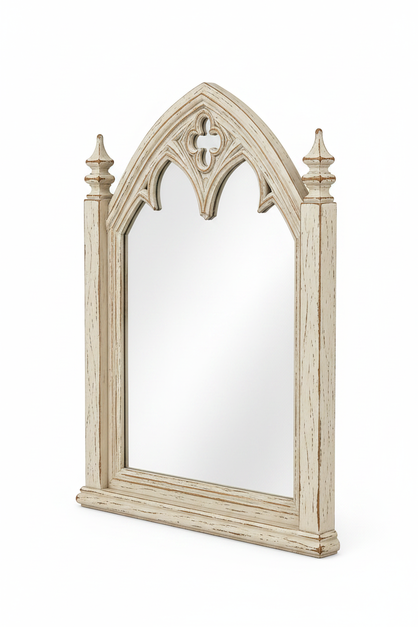 Cathedral Reverie™ Gothic Hand-Carved Solid Wood Mirror Frame