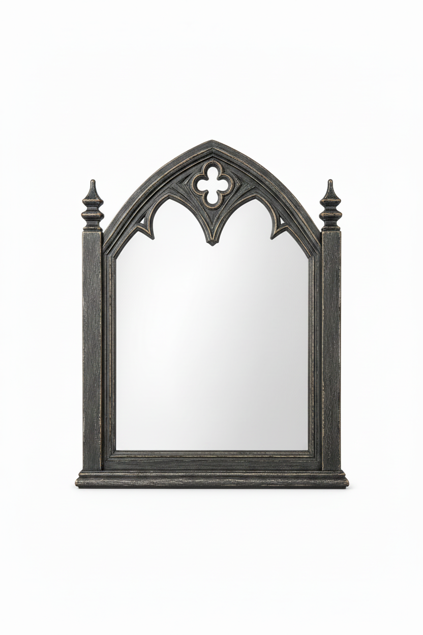 Cathedral Reverie™ Gothic Hand-Carved Solid Wood Mirror Frame