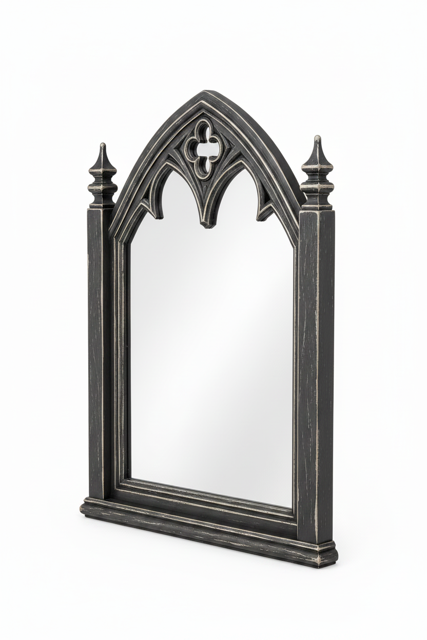 Cathedral Reverie™ Gothic Hand-Carved Solid Wood Mirror Frame