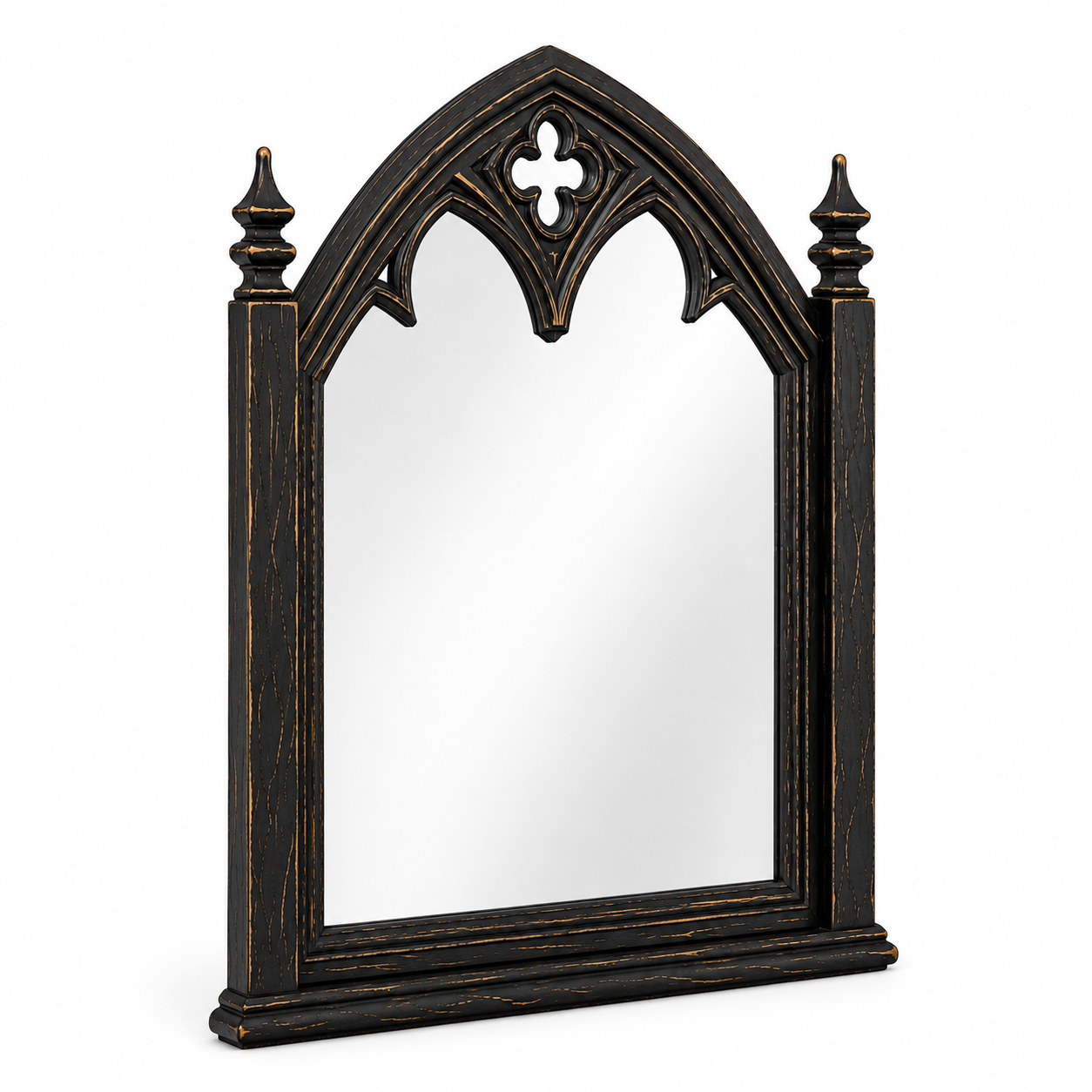 Cathedral Reverie™ Gothic Hand-Carved Solid Wood Mirror Frame