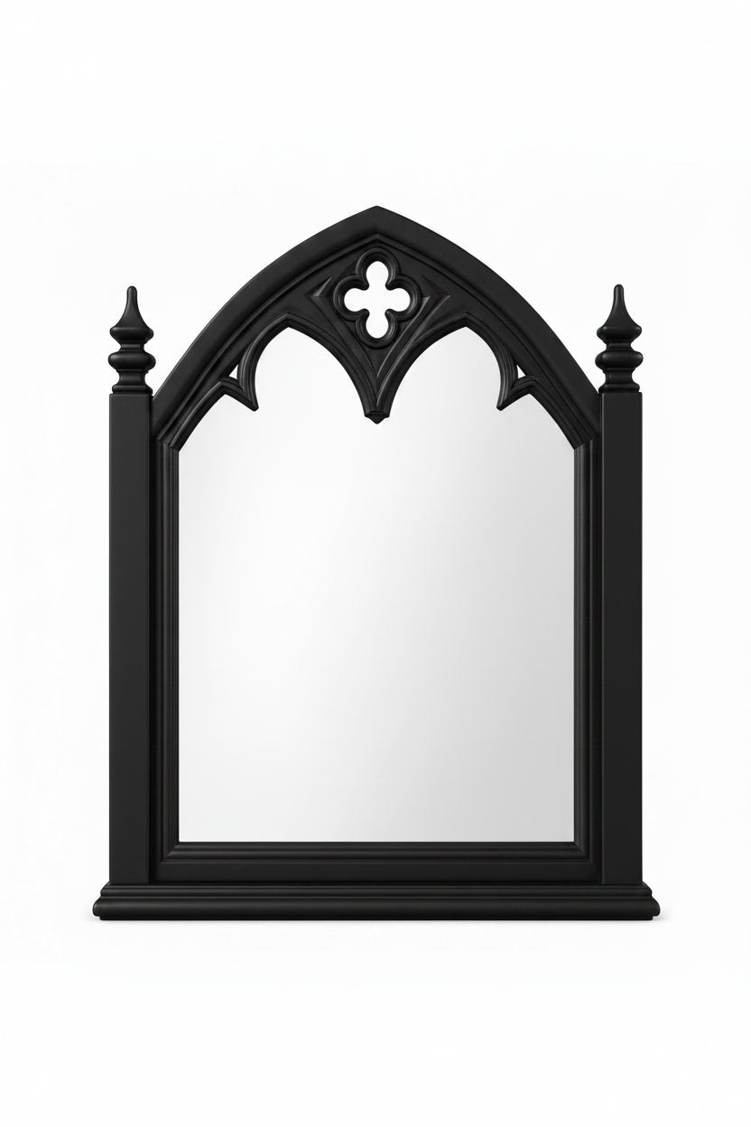 Cathedral Reverie™ Gothic Hand-Carved Solid Wood Mirror Frame