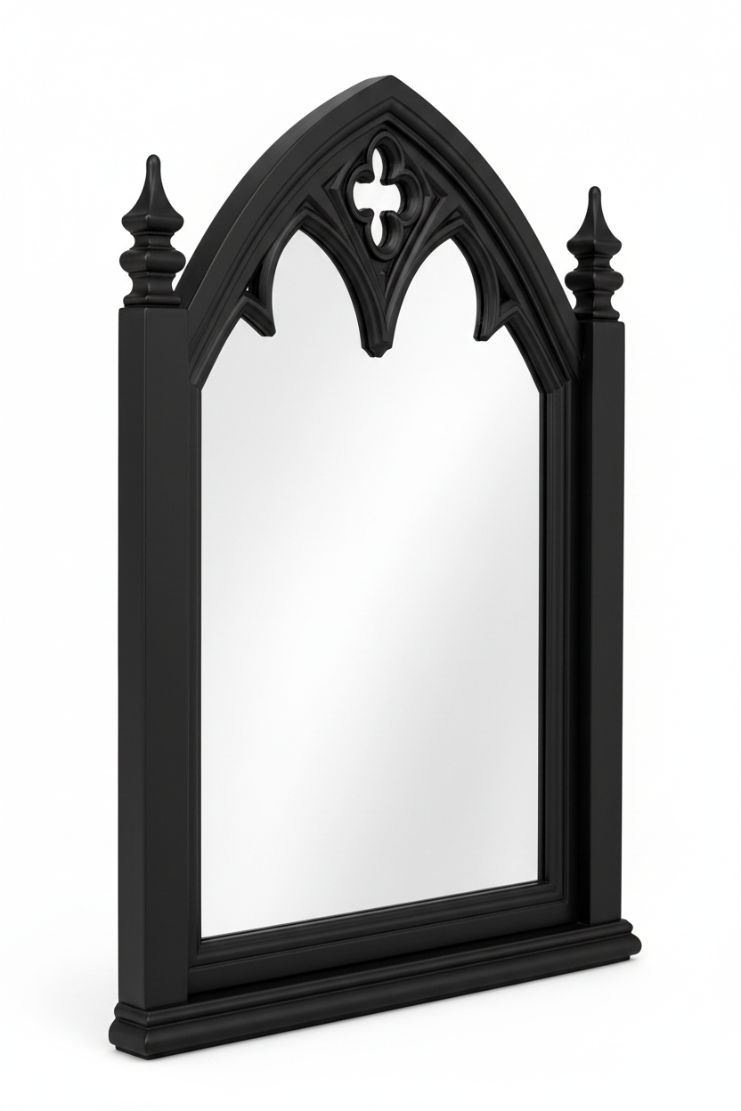 Cathedral Reverie™ Gothic Hand-Carved Solid Wood Mirror Frame