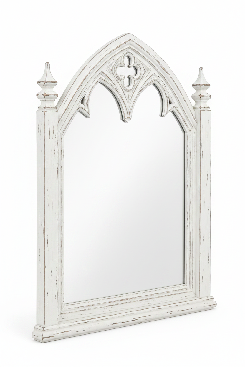 Cathedral Reverie™ Gothic Hand-Carved Solid Wood Mirror Frame