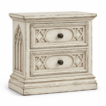 Cathedral Reverie™ Gothic Hand-Carved Solid Wood Nightstand