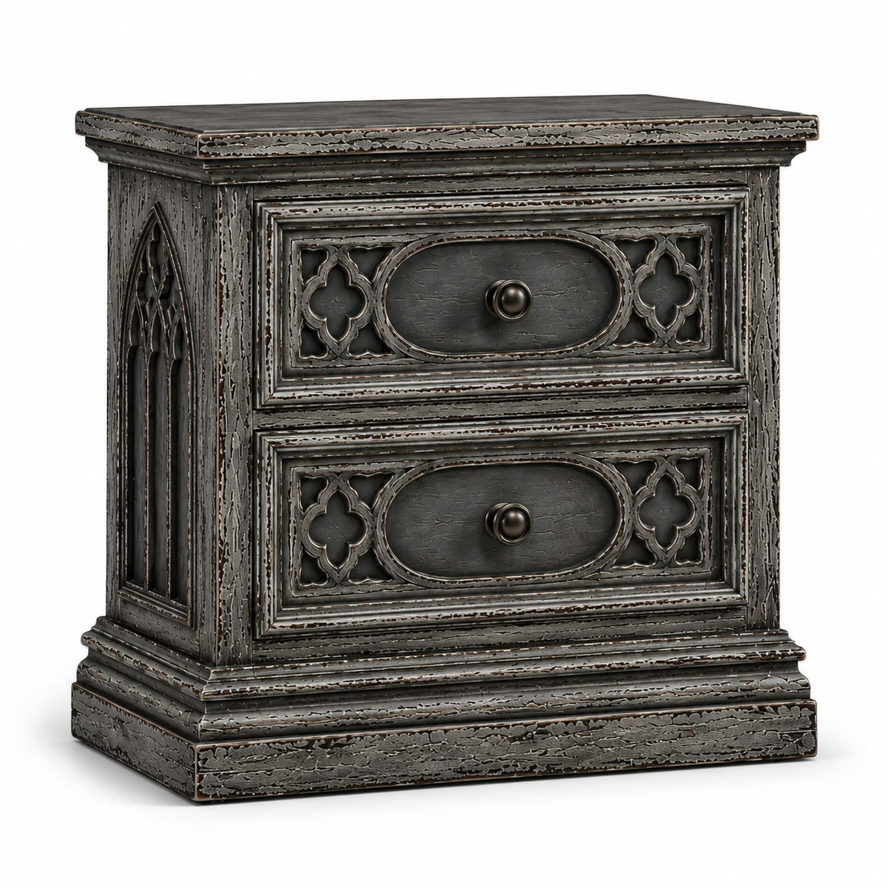 Cathedral Reverie™ Gothic Hand-Carved Solid Wood Nightstand