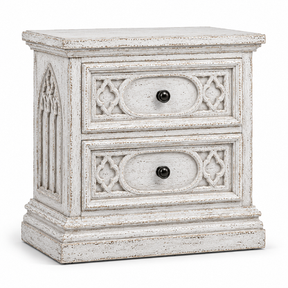 Cathedral Reverie™ Gothic Hand-Carved Solid Wood Nightstand