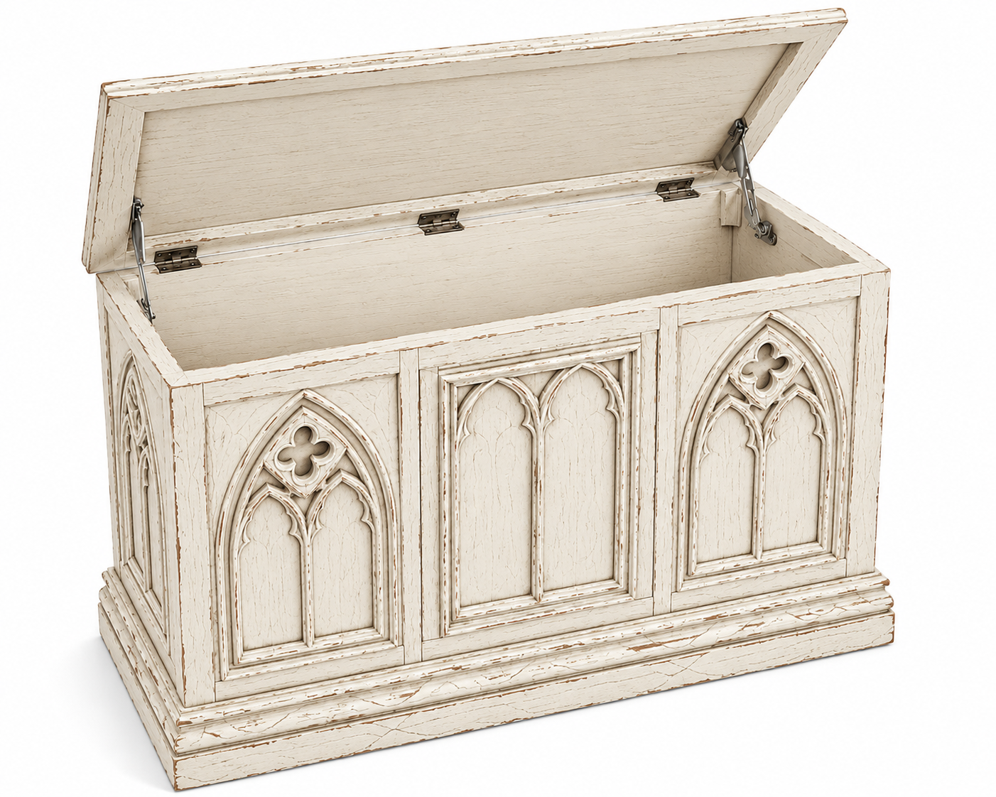 Cathedral Reverie™ Gothic Hand-Carved Solid Wood Storage Chest Box