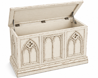 Cathedral Reverie™ Gothic Hand-Carved Solid Wood Storage Chest Box