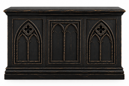 Cathedral Reverie™ Gothic Hand-Carved Solid Wood Storage Chest Box