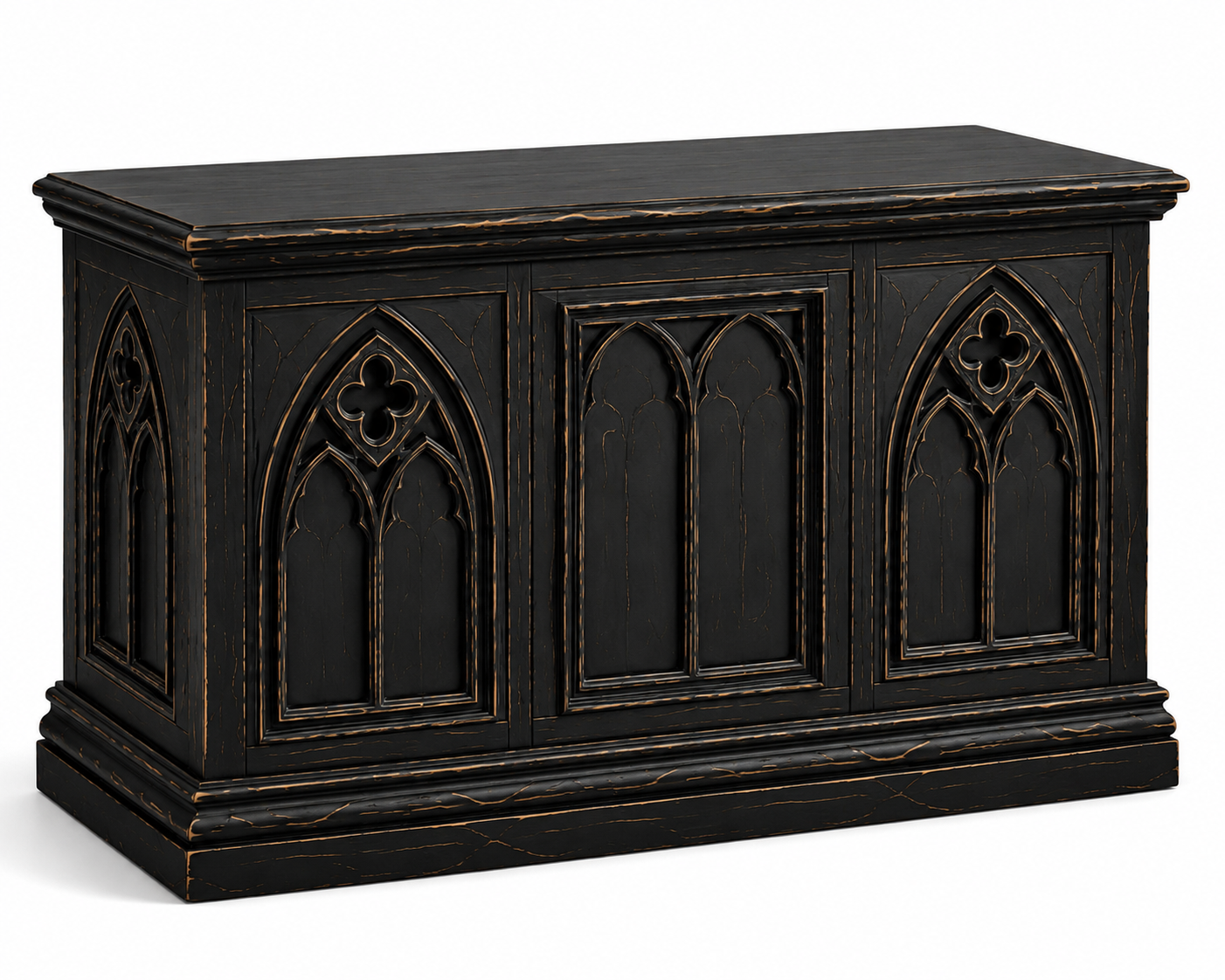Cathedral Reverie™ Gothic Hand-Carved Solid Wood Storage Chest Box