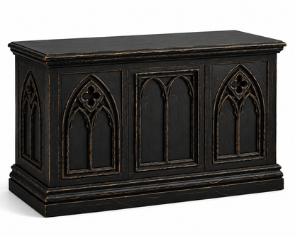 Cathedral Reverie™ Gothic Hand-Carved Solid Wood Storage Chest Box