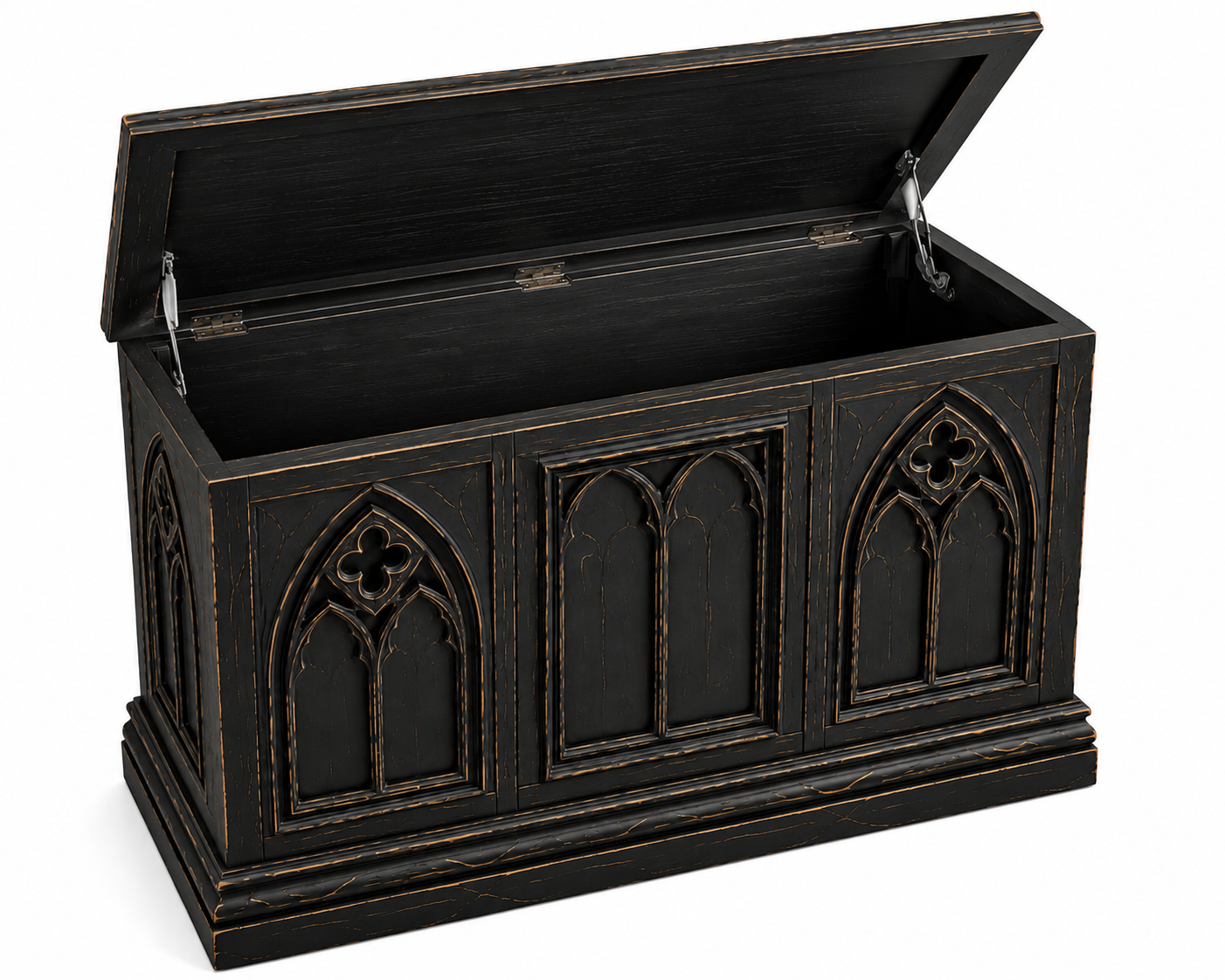 Cathedral Reverie™ Gothic Hand-Carved Solid Wood Storage Chest Box