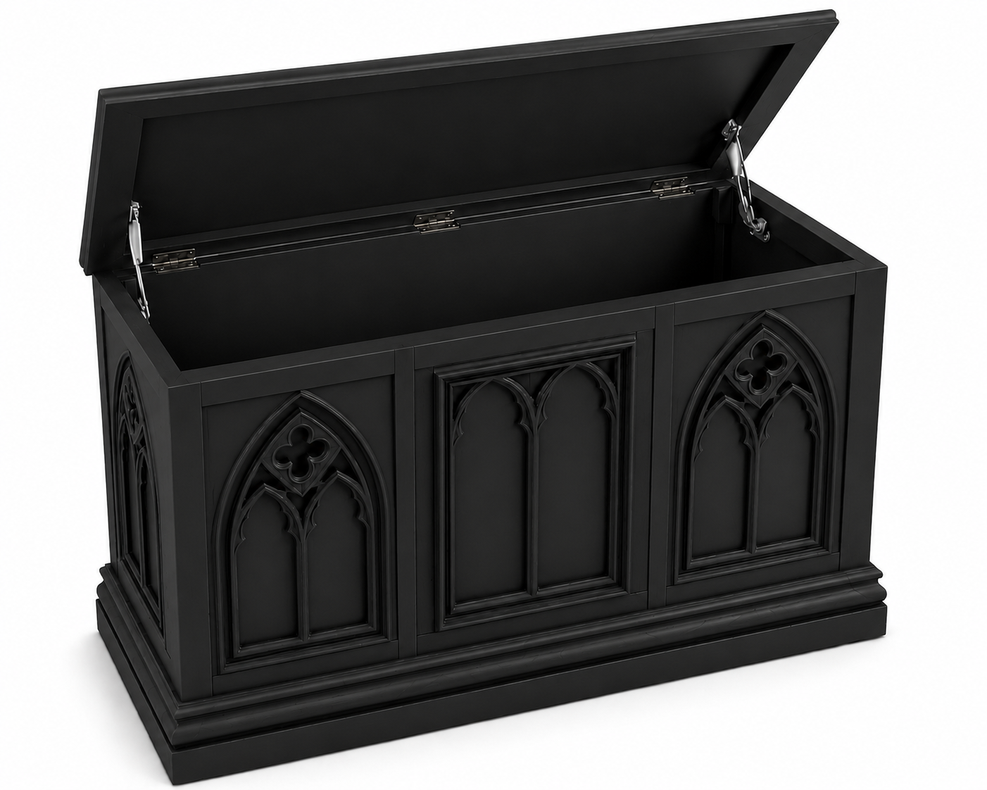 Cathedral Reverie™ Gothic Hand-Carved Solid Wood Storage Chest Box