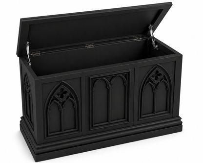 Cathedral Reverie™ Gothic Hand-Carved Solid Wood Storage Chest Box