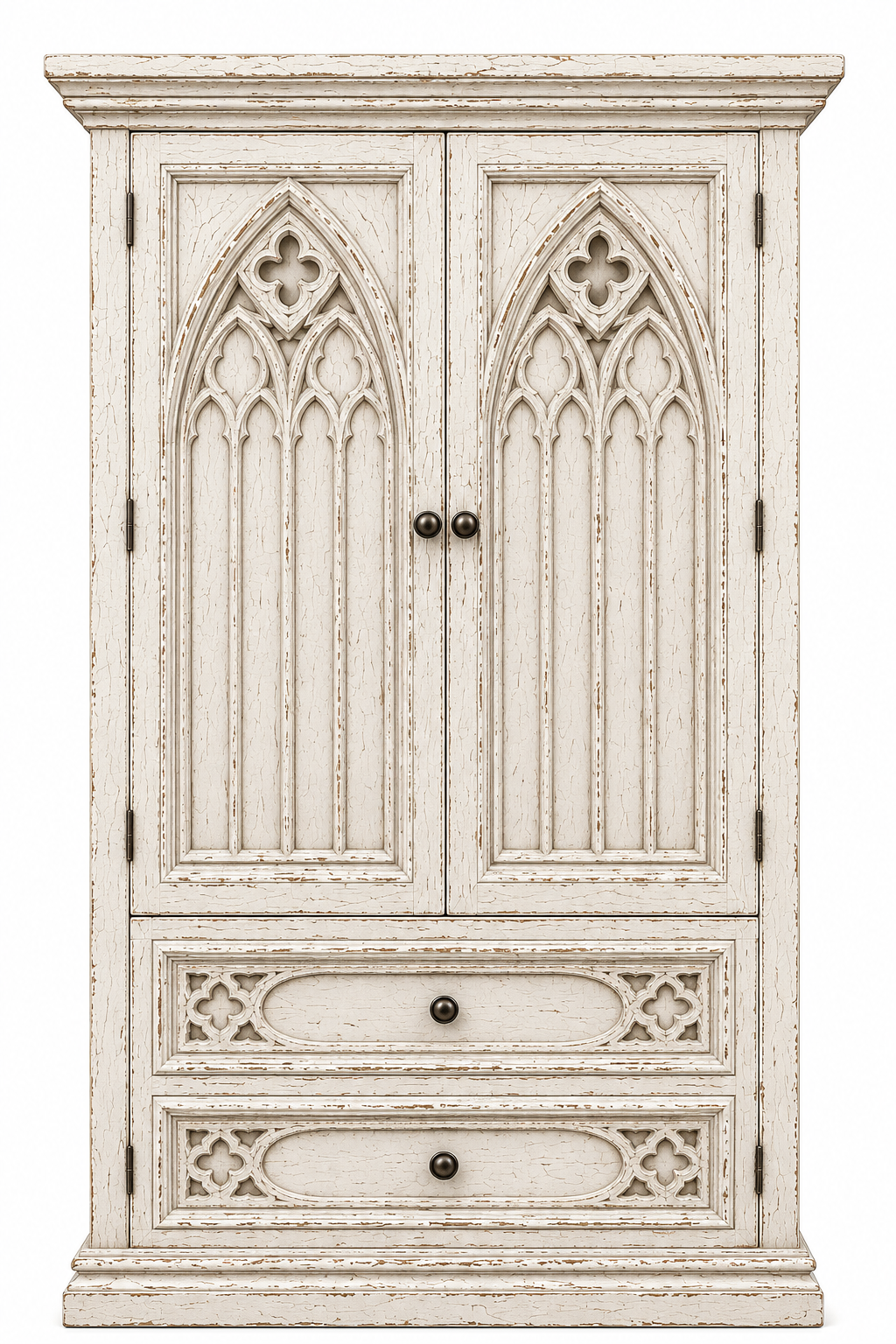 Cathedral Reverie™ Gothic Hand-Carved Solid Wood Armoire