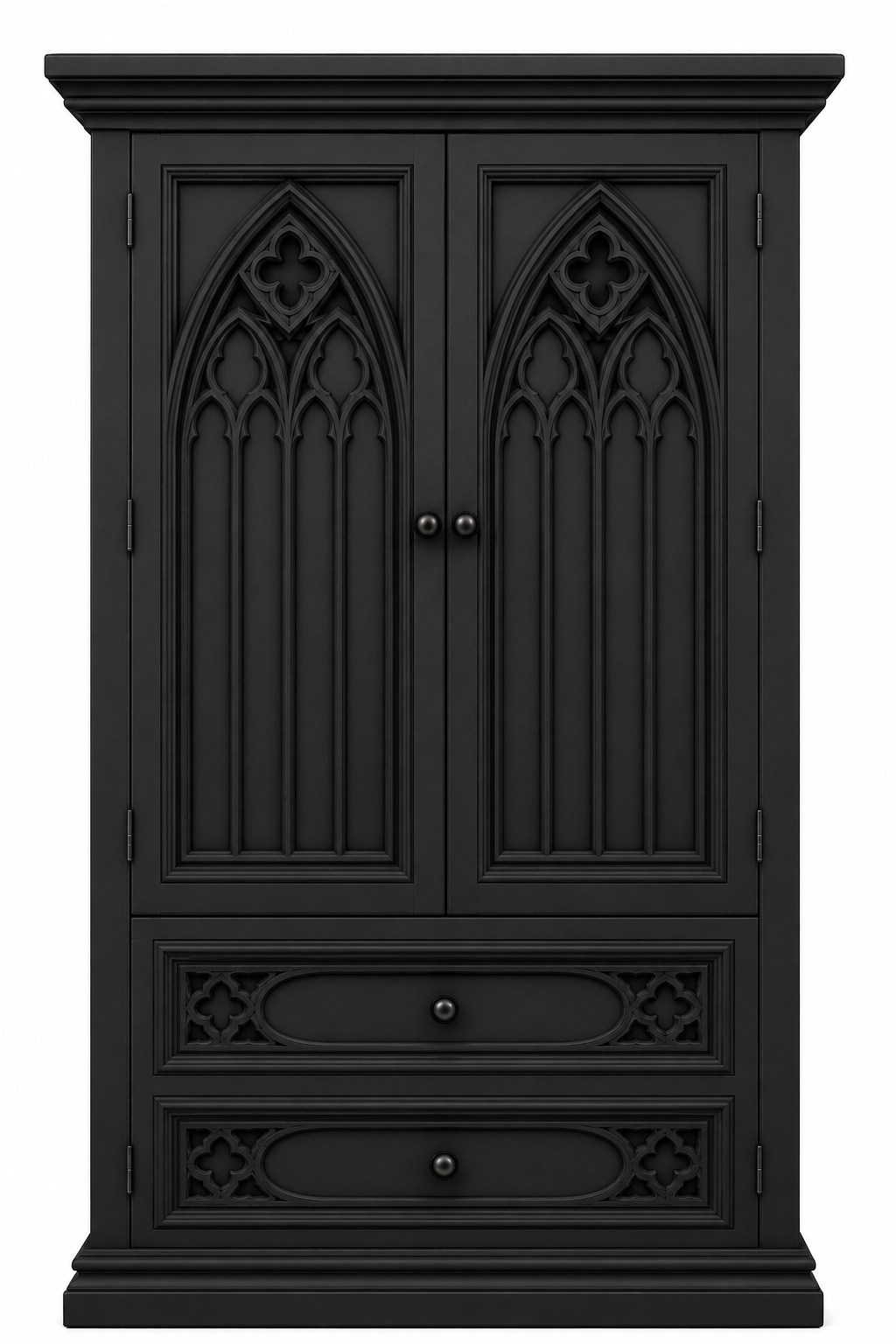 Cathedral Reverie™ Gothic Hand-Carved Solid Wood Armoire