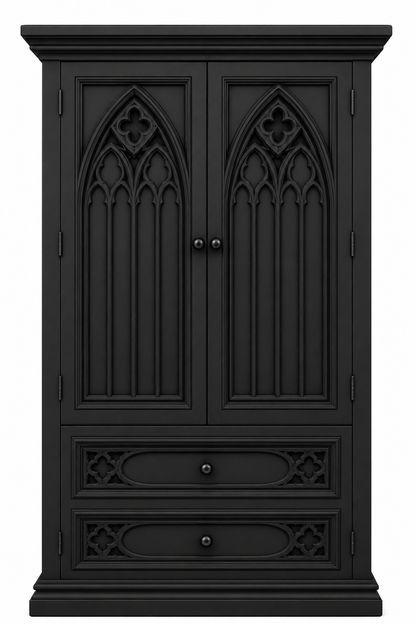 Cathedral Reverie™ Gothic Hand-Carved Solid Wood Armoire