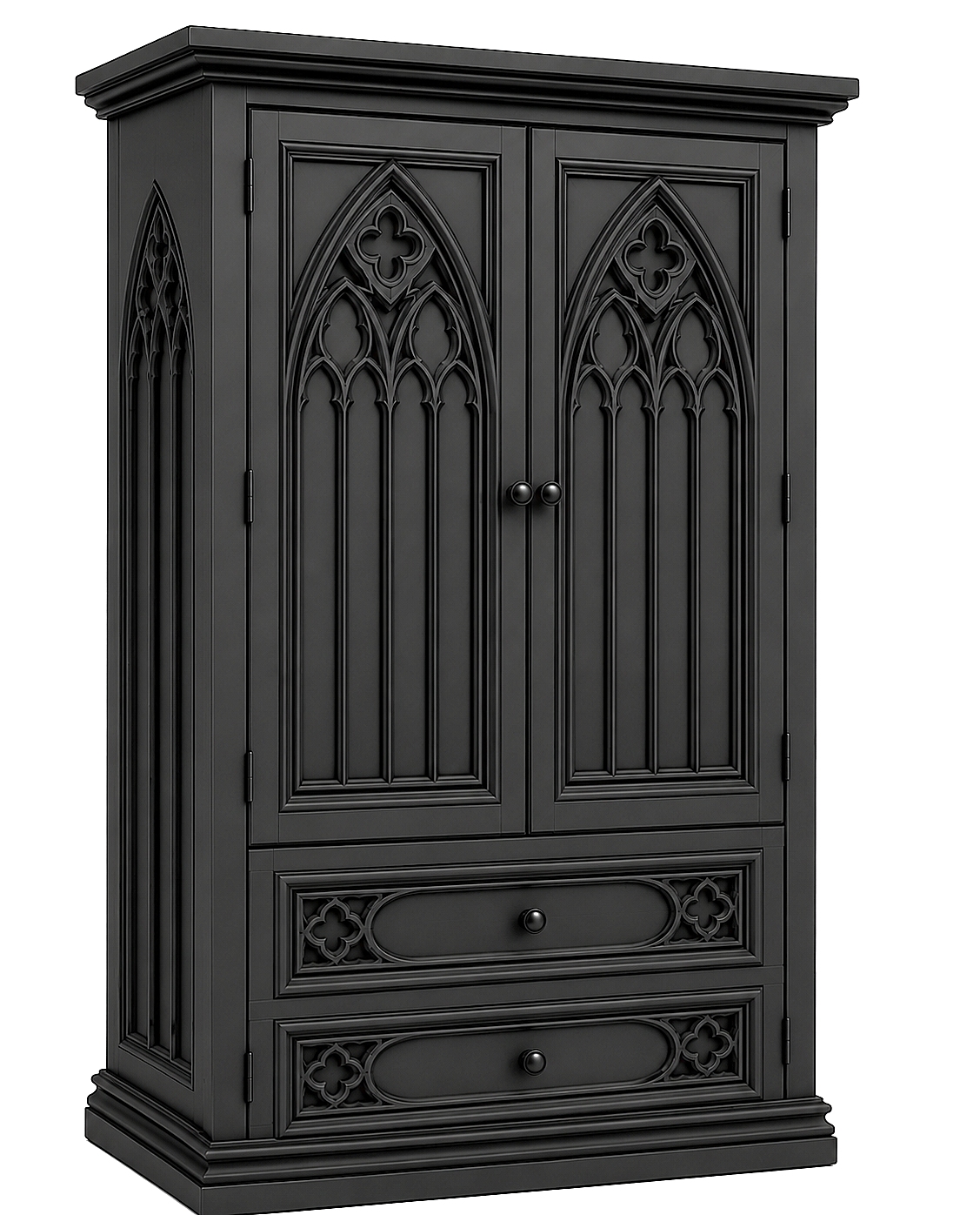 Cathedral Reverie™ Gothic Hand-Carved Solid Wood Armoire