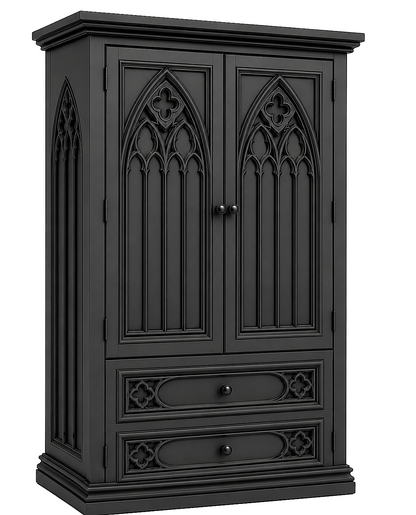 Cathedral Reverie™ Gothic Hand-Carved Solid Wood Armoire