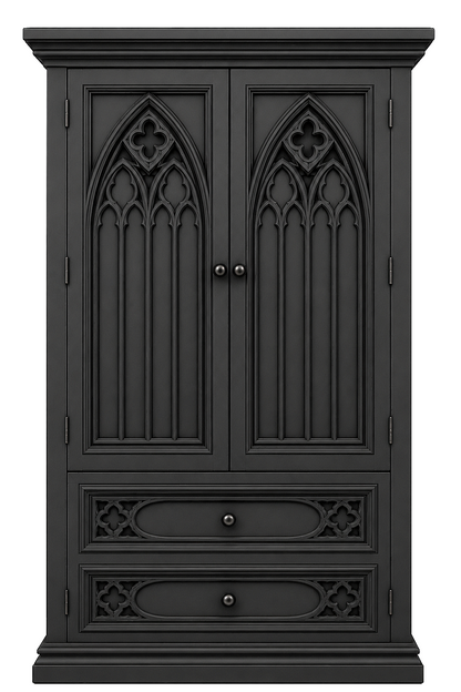 Cathedral Reverie™ Gothic Hand-Carved Solid Wood Armoire