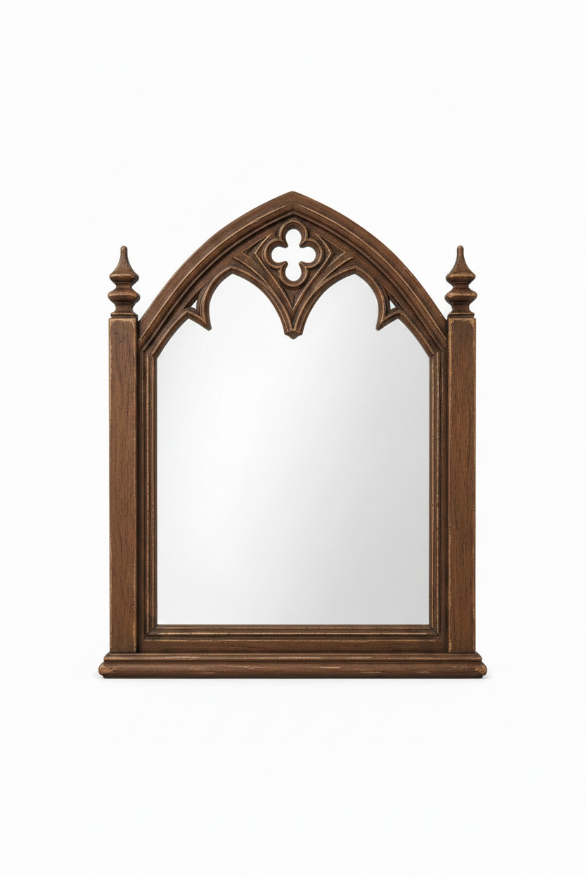 Cathedral Reverie™ Gothic Hand-Carved Solid Wood Mirror Frame
