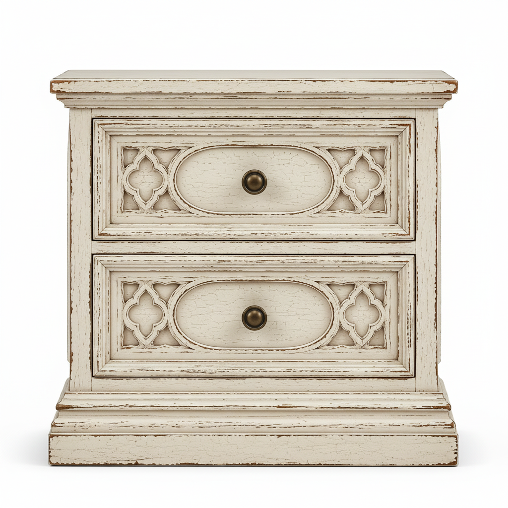 Cathedral Reverie™ Gothic Hand-Carved Solid Wood Nightstand