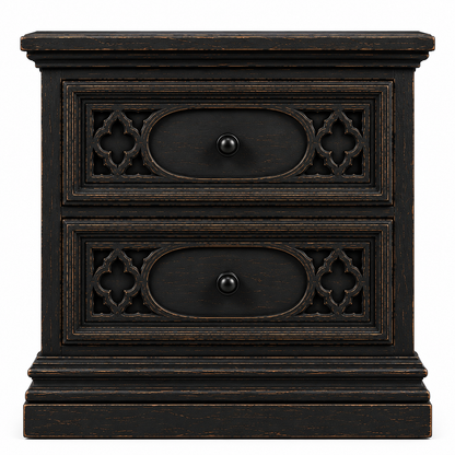 Cathedral Reverie™ Gothic Hand-Carved Solid Wood Nightstand