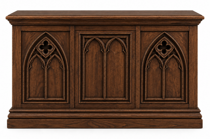 Cathedral Reverie™ Gothic Hand-Carved Solid Wood Storage Chest Box