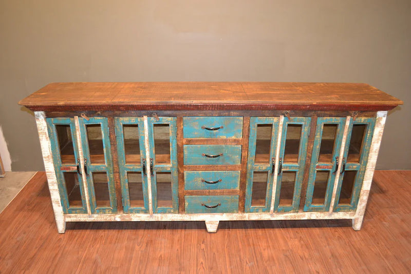 Reclaimed Buffet Table With 4 Drawers And 8 Cabinet Doors