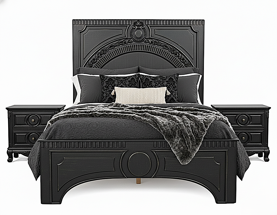 Regalia Gothic Hand-Carved Solid Wood Platform Bed & Bedroom Collection