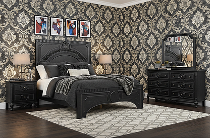 Regalia Gothic Hand-Carved Solid Wood Platform Bed & Bedroom Collection