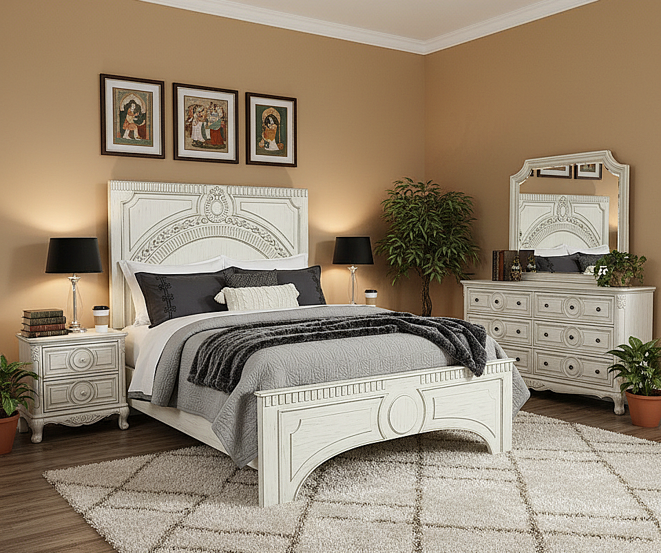 Regalia Gothic Hand-Carved Solid Wood Platform Bed & Bedroom Collection