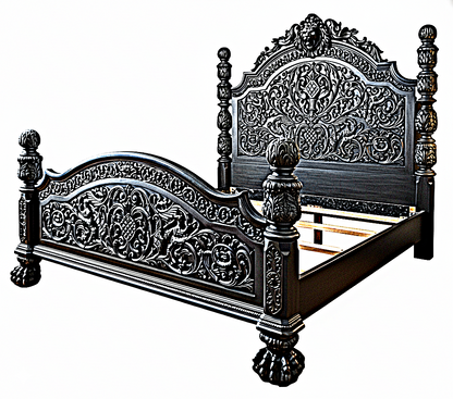 Nawab Solid Wooden Hand carved Mughal Platform Bed