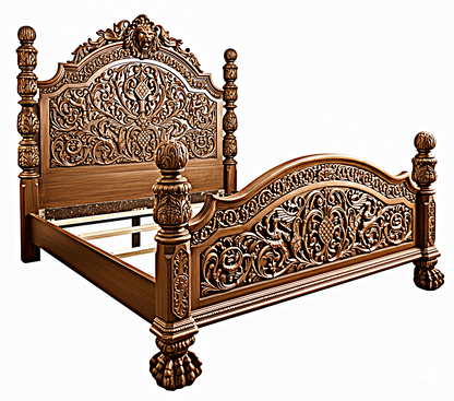 Nawab Solid Wooden Hand carved Mughal Platform Bed