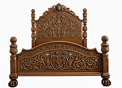 Nawab Solid Wooden Hand carved Mughal Platform Bed