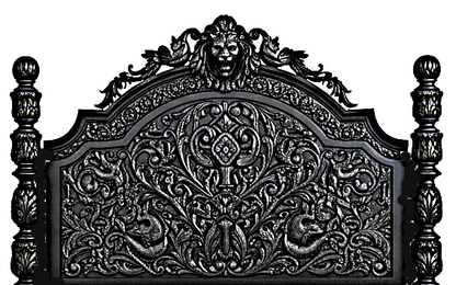 Roar Lion Head Carved Solid Wooden Hand Carved Gothic Platform Bed