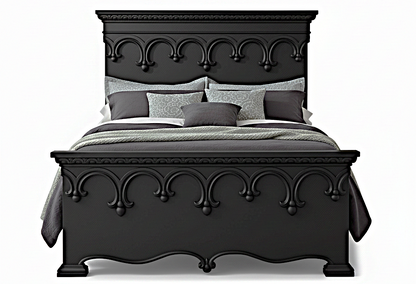 Obsidian Sanctuary Hand-Carved Solid Wooden Platform Bed