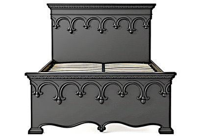 Obsidian Sanctuary Hand-Carved Solid Wooden Platform Bed