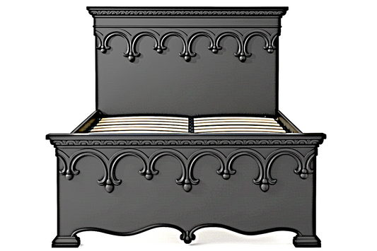 Obsidian Sanctuary Hand-Carved Solid Wooden Platform Bed